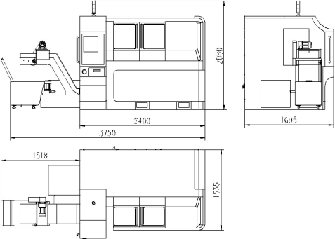 雙（shuāng）麵數控車床 Kel-YM-32 機床外形尺寸圖（tú）